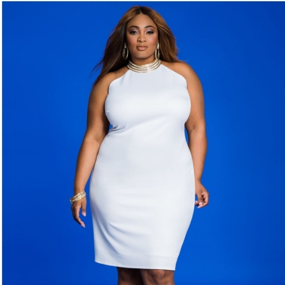 GOLD CHOKER HALTER NECK A-LINE DRESS